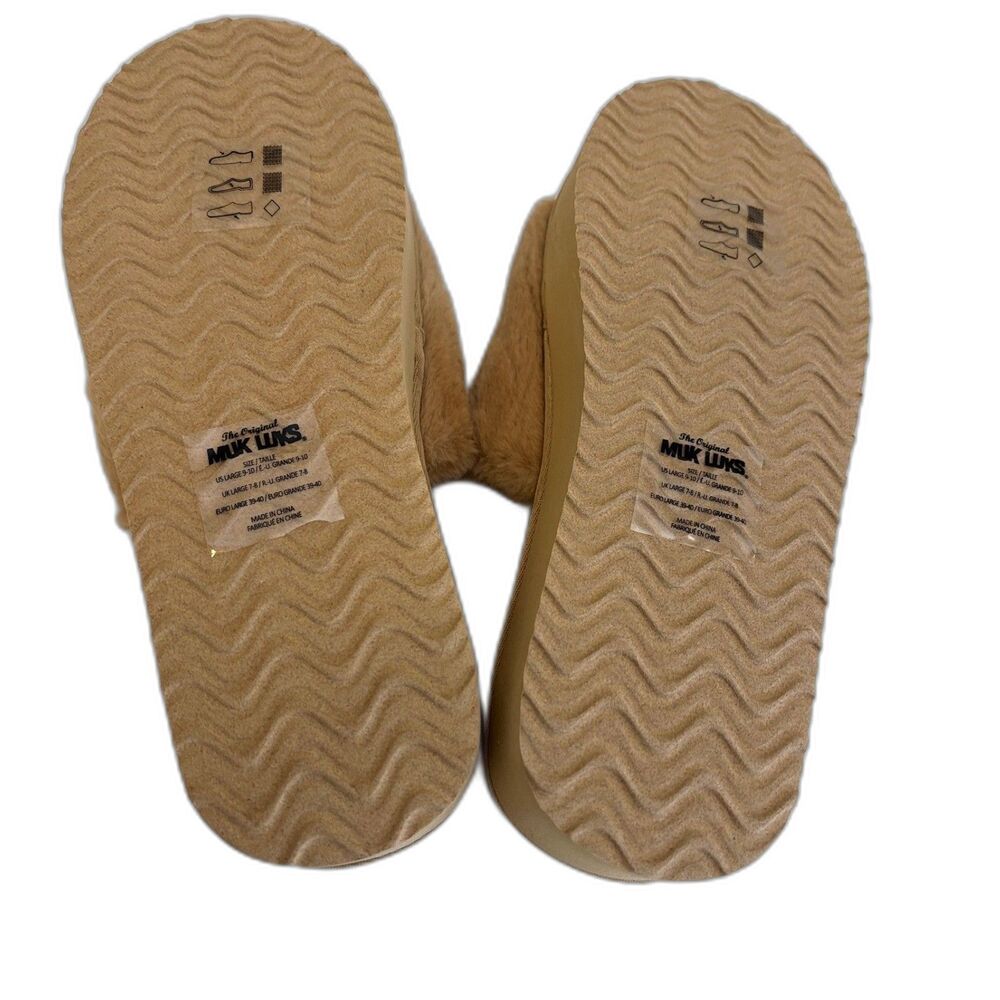 MUK LUKS Women's Kirstey Platform Slide Slipper Irish Cream Fab Fit Fun Lg NWT - Picture 3 of 5